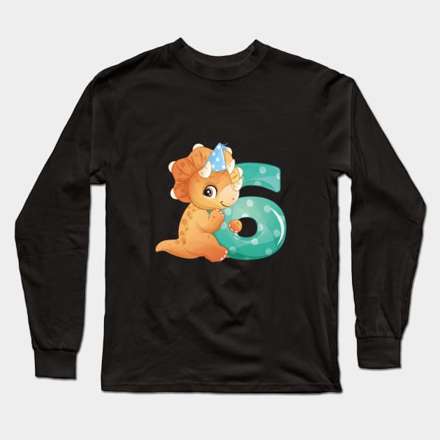 9th Birthday Cute Little Dinosaur Long Sleeve T-Shirt by My_Store